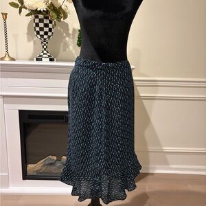Ann Taylor Black and Green Midi Skirt